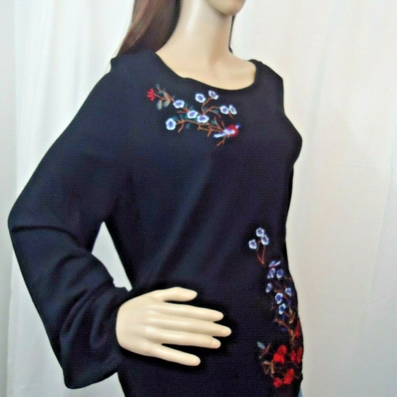 Charter Club Women's Black Embroidered Floral - Picture 3 of 7